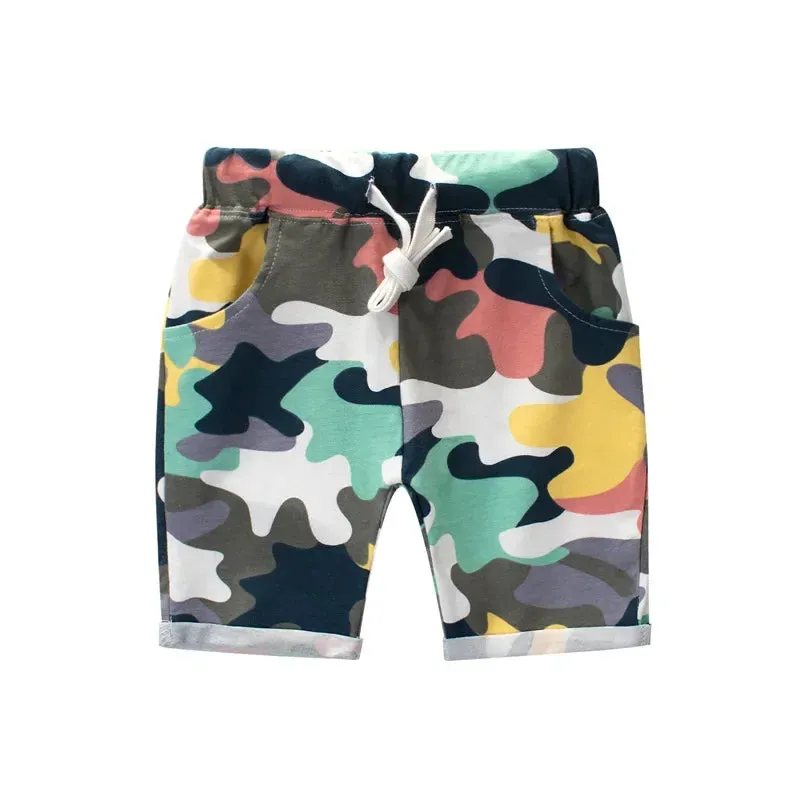 2024 Summer Boys Camouflage Shorts Cotton Trousers Kids Beachwear Children Loose Sport Beach Shorts Sweatpants 2-7Y