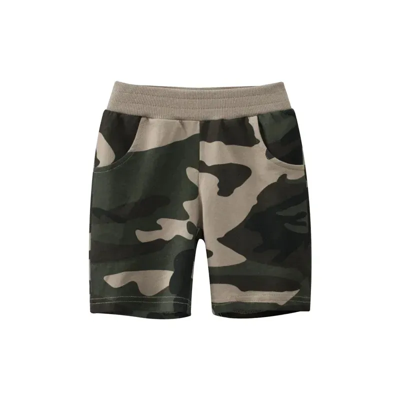 2024 Summer Boys Camouflage Shorts Cotton Trousers Kids Beachwear Children Loose Sport Beach Shorts Sweatpants 2-7Y