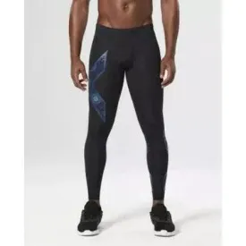 2XU Men's Compression Tights - Black/Printed Blue