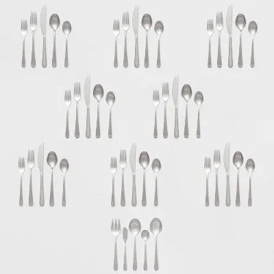 45pc Harrington Flatware Set Silver - Threshold