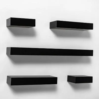 5pc Modern Wall Shelf Set Black - Project 62