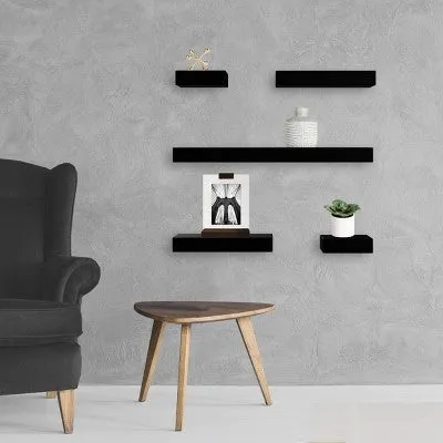 5pc Modern Wall Shelf Set Black - Project 62