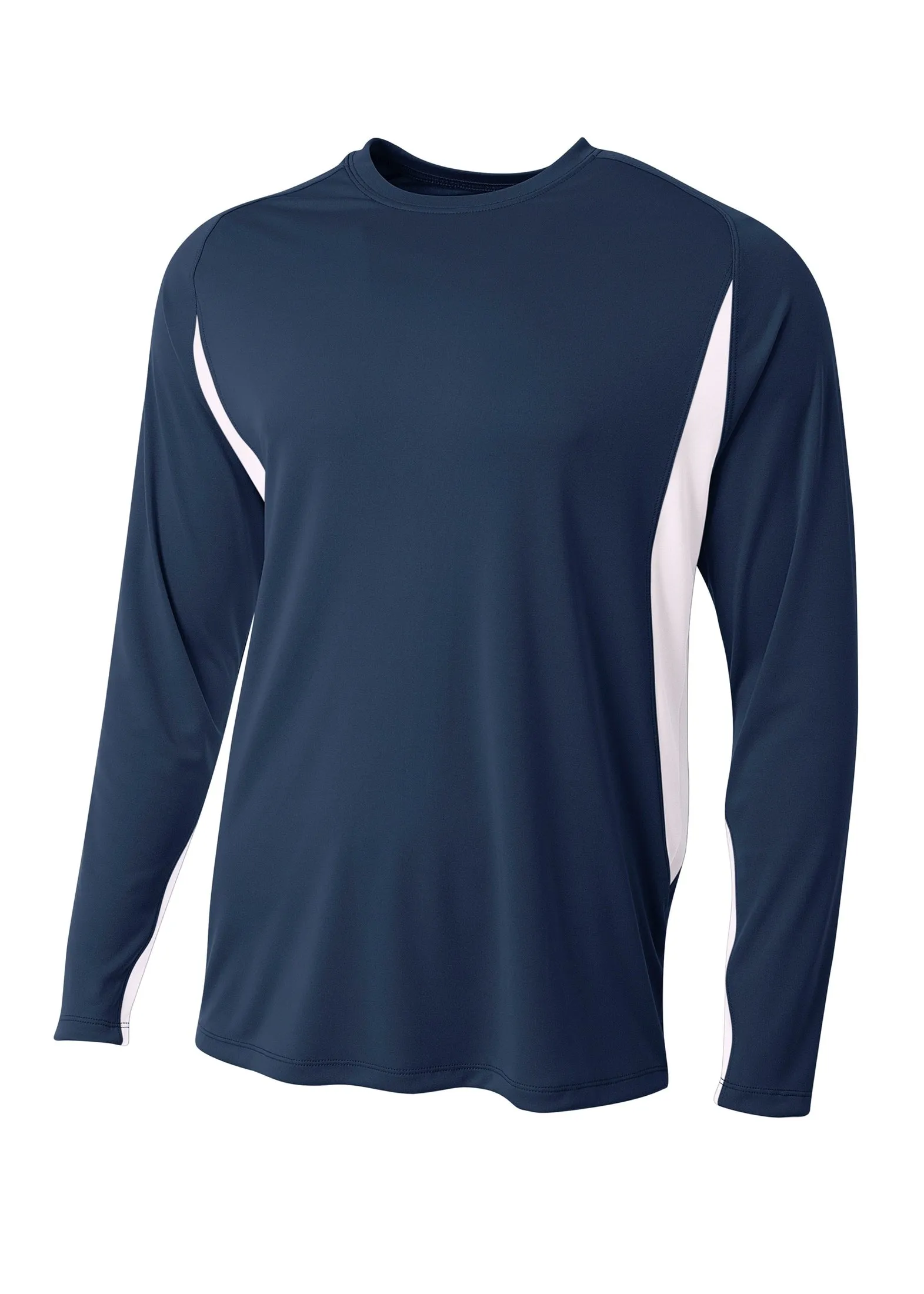 A4 Mens Long Sleeve Color Block Tee