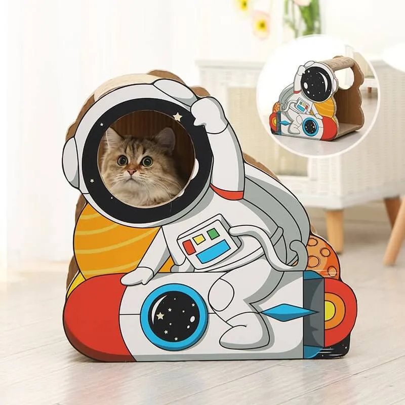 Astronaut Cartoon Cat Scratching Post