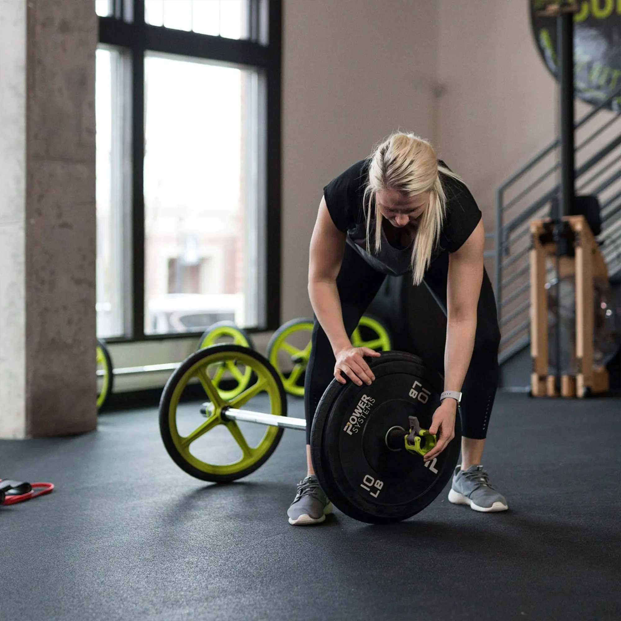 AXLE Lightweight Olympic Barbell with Weighted Plates, (Straps Not Included)