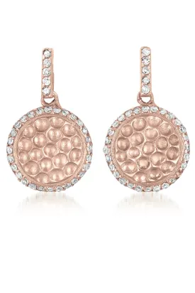 Caroline Rose Plated Hammered Round Drop Earrings