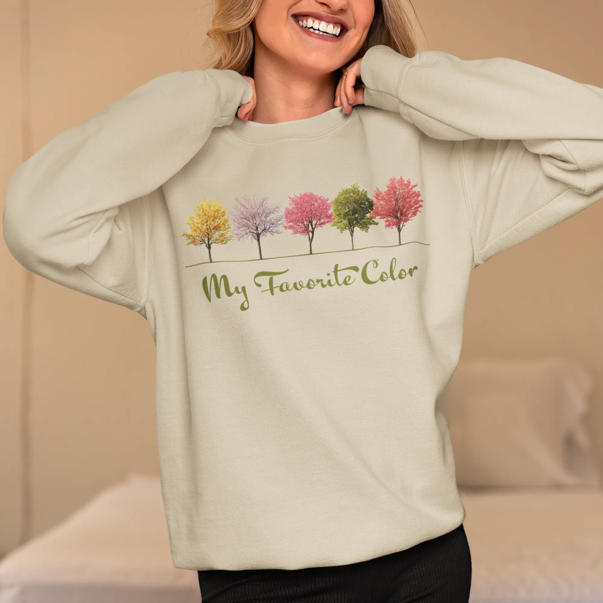 Colorful Spring Tree Unisex Sweatshirt, Nature Lover Gift, My Favorite Color, Tree Hugger Apparel, Pastel Tone Jumper, Springtime Fashion