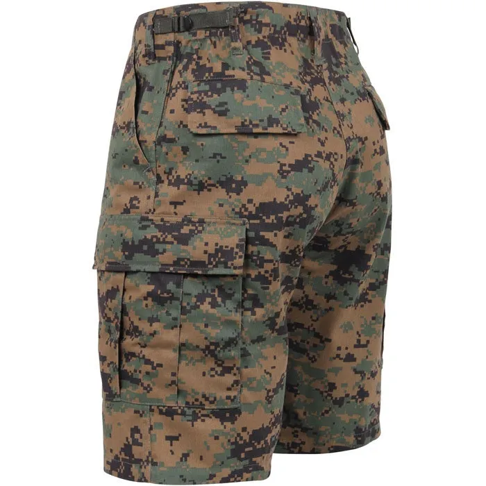 Digital Woodland Camouflage - Military Cargo BDU Shorts - Polyester Cotton Twill