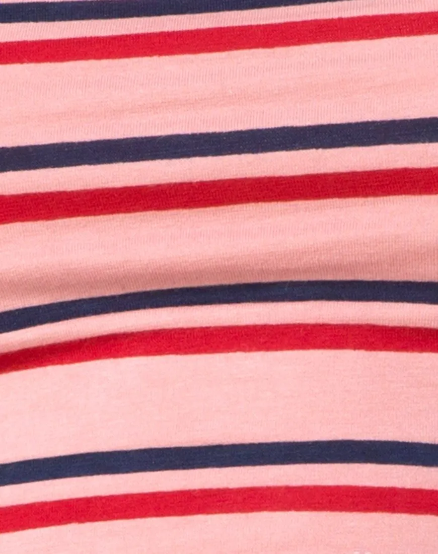 Fonda Crop Top in 70's Stripe Pink Horizontal