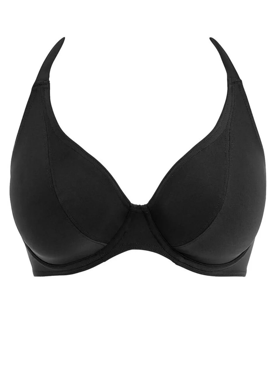 Freya Jewel Cove Underwire Banded Halter Bikini Top, Plain Black | Black Freya Halter Bikini Top