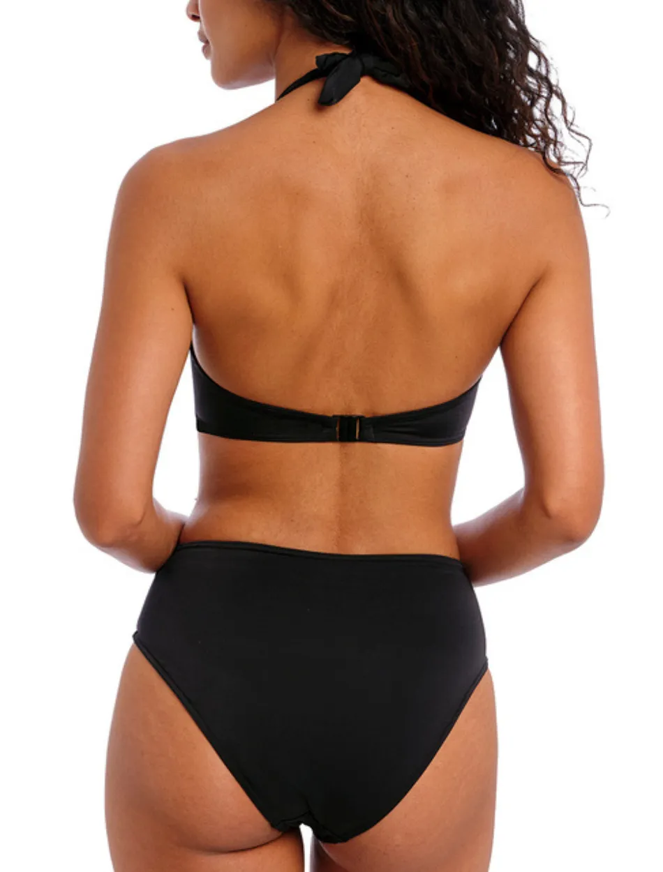 Freya Jewel Cove Underwire Banded Halter Bikini Top, Plain Black | Black Freya Halter Bikini Top