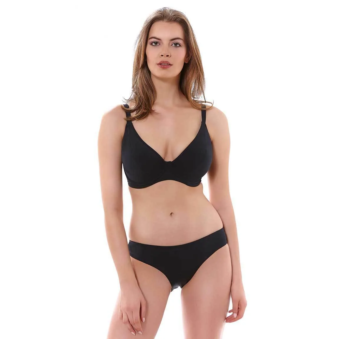 Freya Remix Underwire Padded Plunge Bikini Top, Black