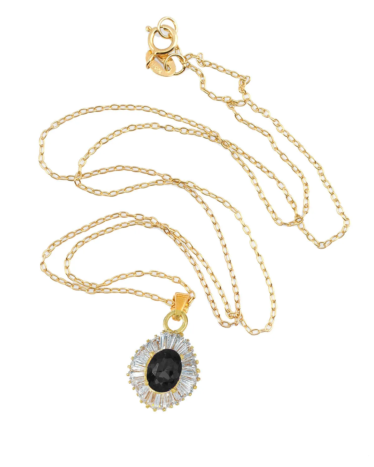 Gold Overlay Purple Zirconia Circle Solitaire Necklace