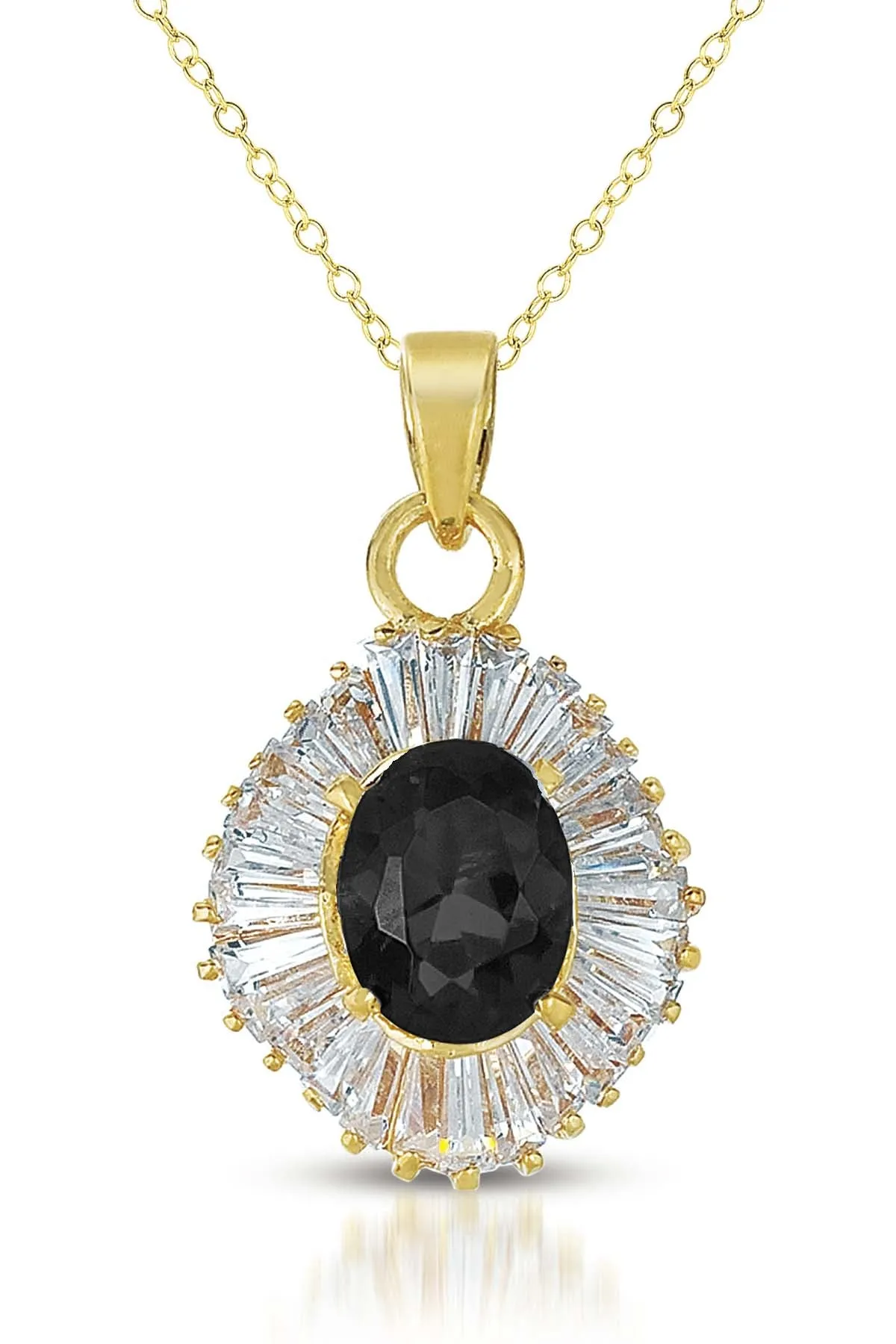 Gold Overlay Purple Zirconia Circle Solitaire Necklace