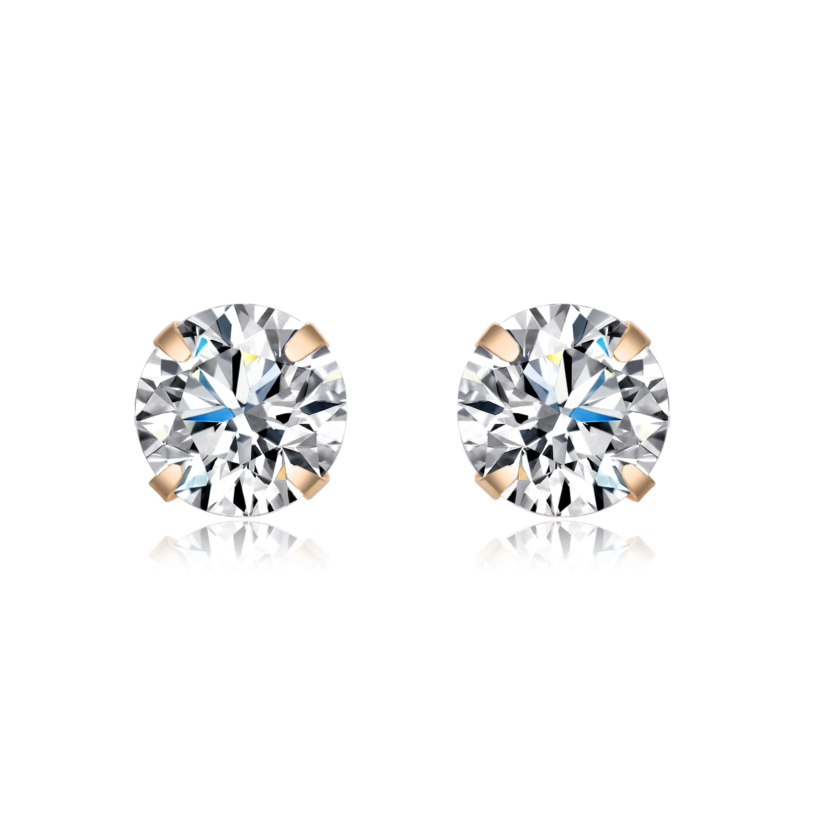 Gold-Plated Sterling Silver Cubic Zirconia Stud Earrings