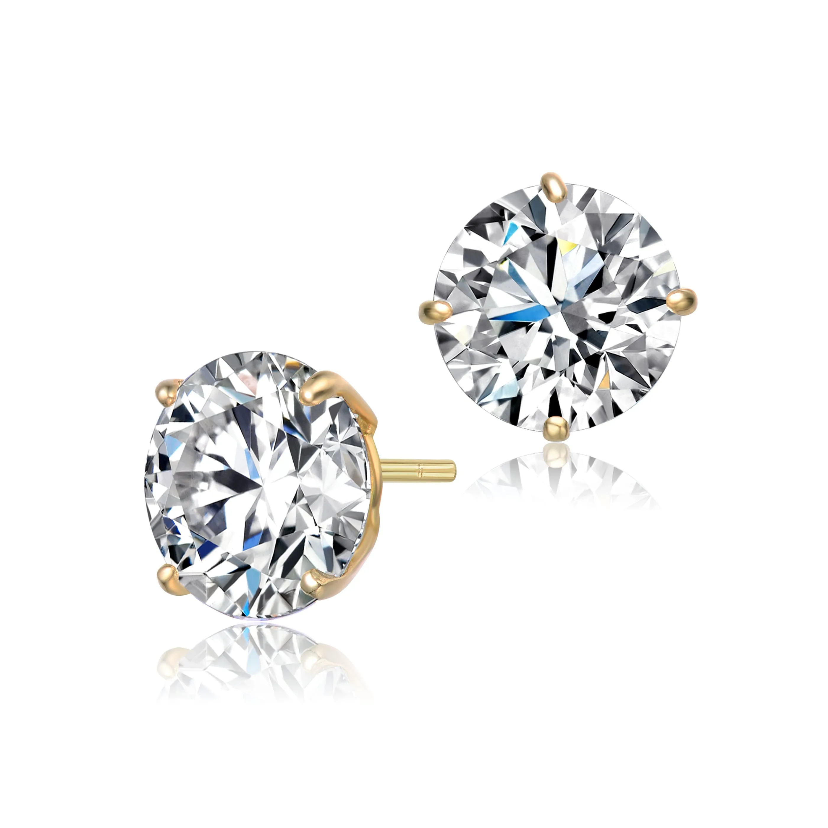 Gold-Plated Sterling Silver Cubic Zirconia Stud Earrings