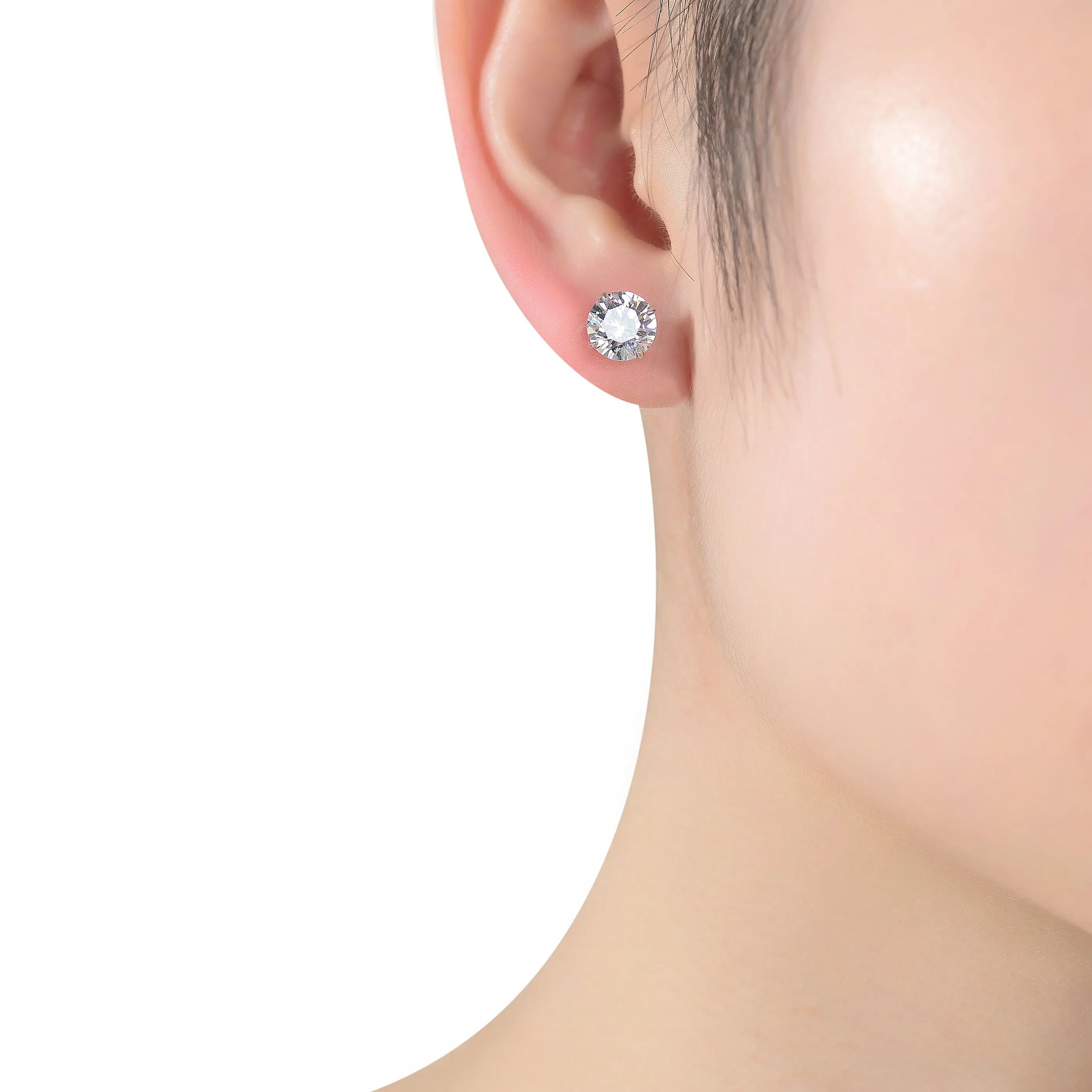 Gold-Plated Sterling Silver Cubic Zirconia Stud Earrings