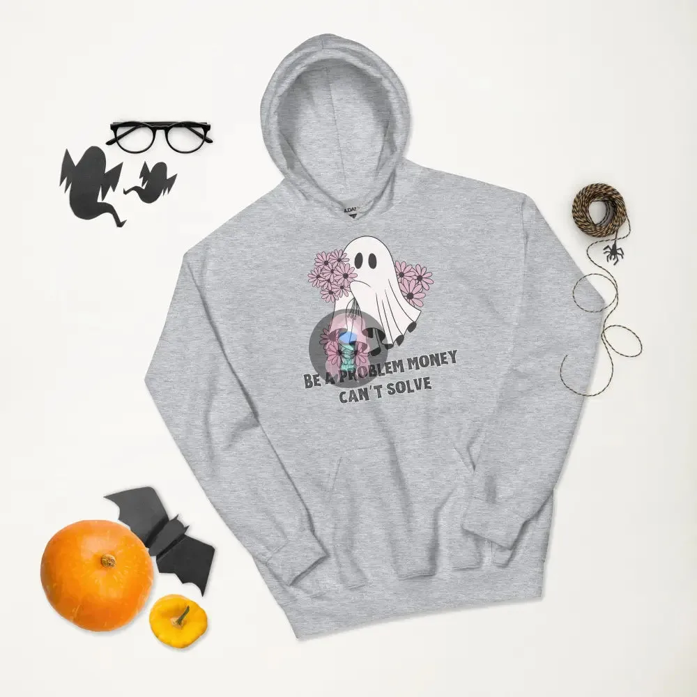 Halloween 2024 Be a problem money can't solve Ghost purple flowers Unisex Hoodie