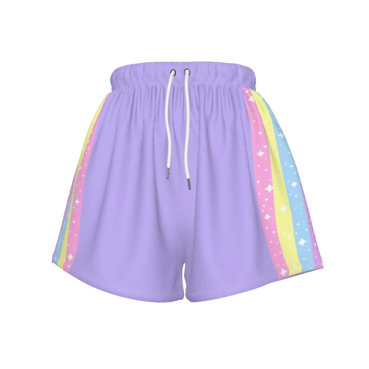 Happy Rainbow Cloud Purple Women's Sports Shorts