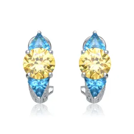 Henriette Blue and Yellow Cubic Zirconia Hoop Earrings