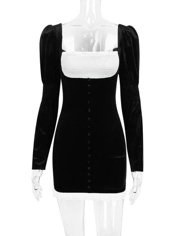 Jayde Long-sleeved Square Neck Hip-hugging Dress