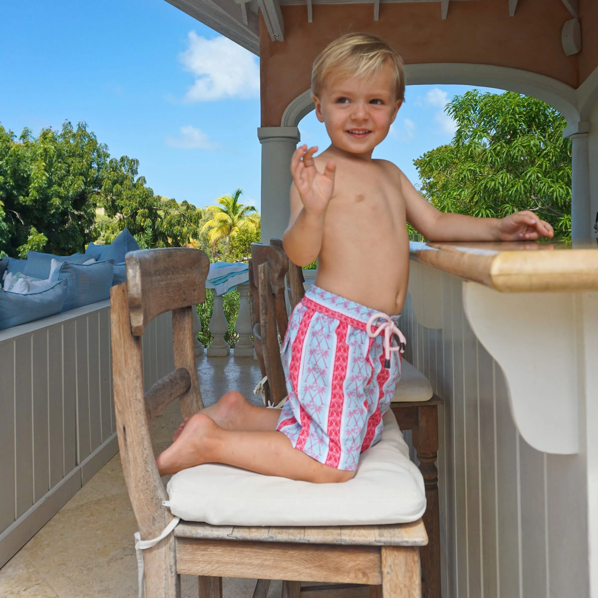 Kids' Swim Shorts PALM STRIPE