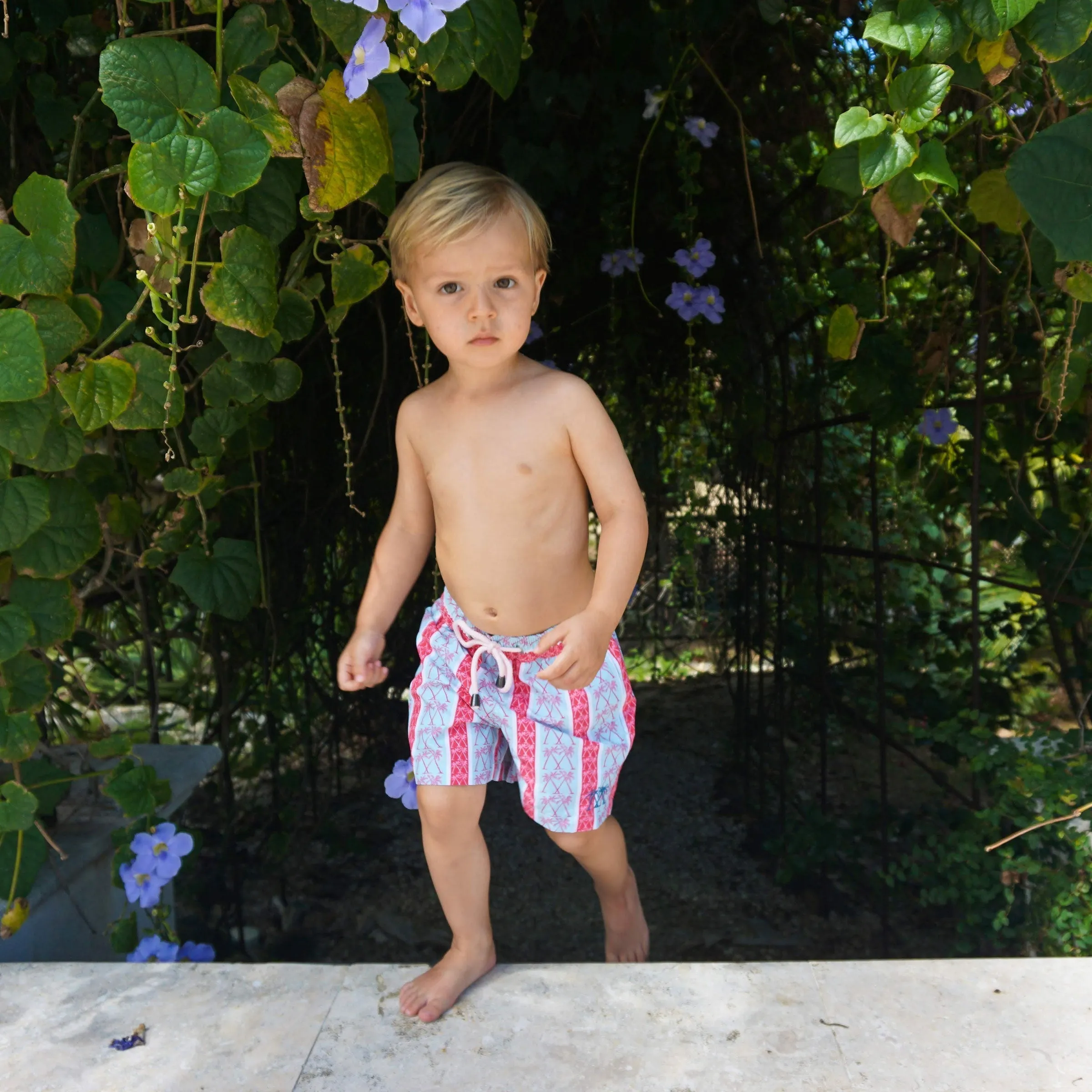 Kids' Swim Shorts PALM STRIPE