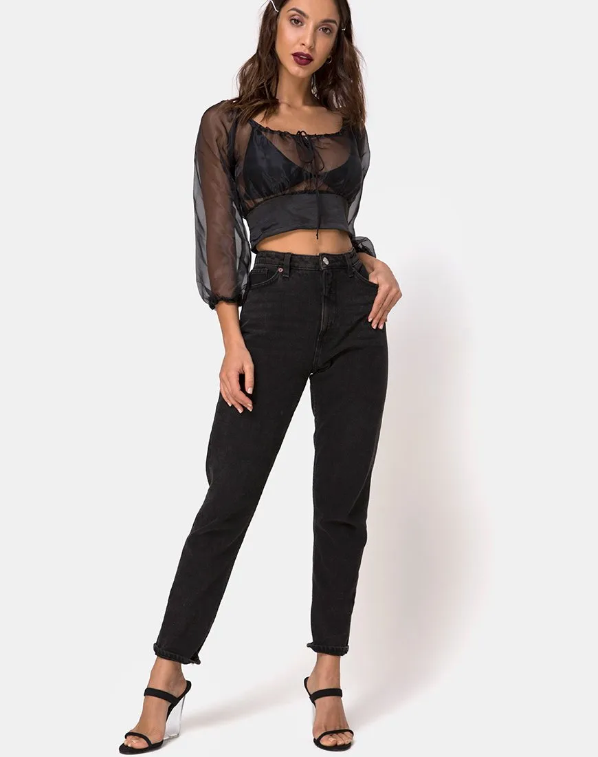 Lancelle Top in Satin Black