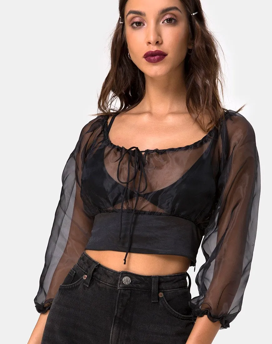 Lancelle Top in Satin Black