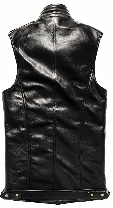 Marcellus Black Leather Vest