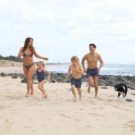 Matching Family Swimwear Bundle | White on Navy Polka Dot