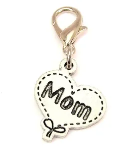 Mom Quilted Heart Zipper Pull