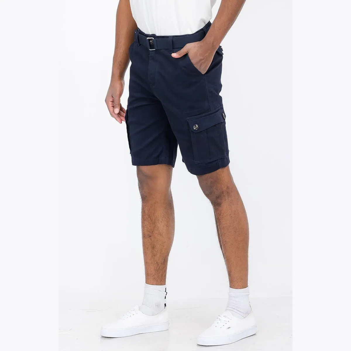 Navy Belted Cargo Shorts