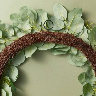 New - 26" Faux Seeded Eucalyptus Wreath - Hearth & Hand with Magnolia