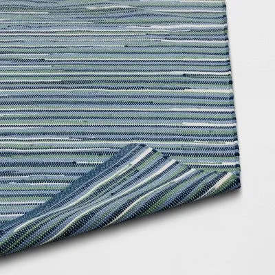 New - 4'x5'6" Rag Area Rug Blue/Green - Room Essentials