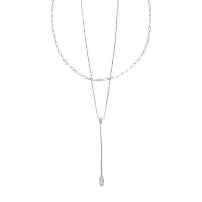 New - Kendra Scott Jaimee Rhodium Over Brass Multi-Strand Necklace - Silver