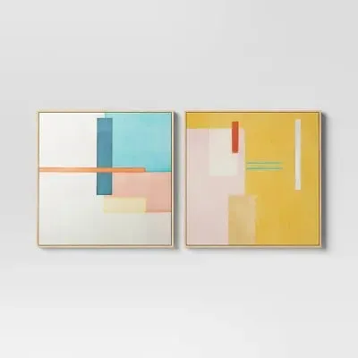 Open Box - (Set of 2) 24" x 24" Color Blocks Framed Wall Canvases - Threshold