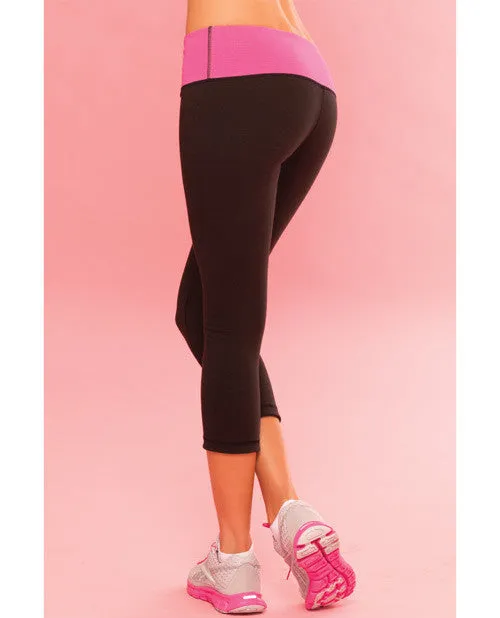 Pink Lipstick Sweat Yoga Pant Thick Reversble for Support & Compression w/Secret Pocket Black