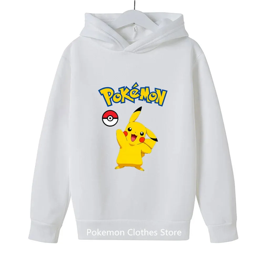 Pokemon Baby Boy Cool Pikachu Hoodie 2-13 Years Old Cartoon Sweater Spring and AutumnThin Coat Children's Hooded New