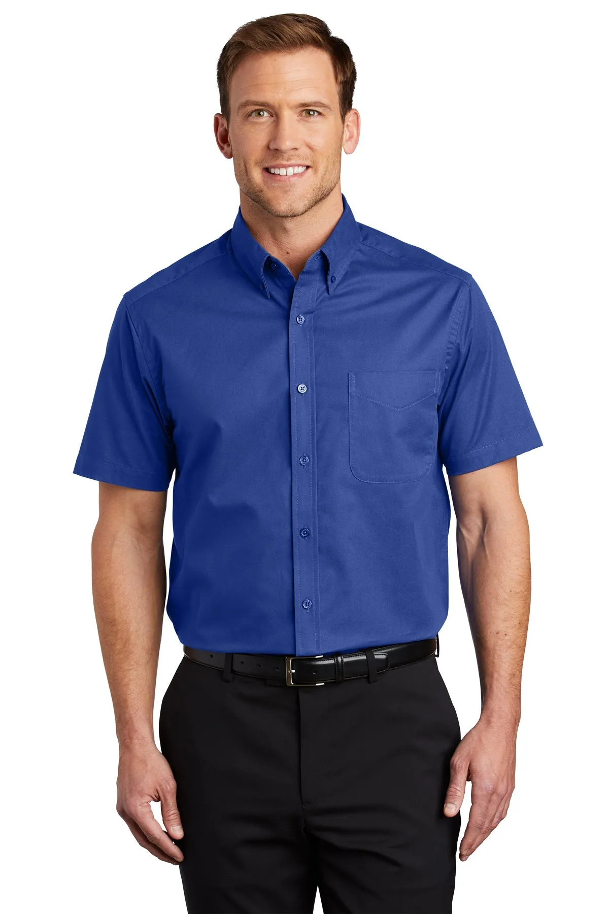 Port Authority Tall Short Sleeve Custom Easy Care Shirts, Royal/ Classic Navy