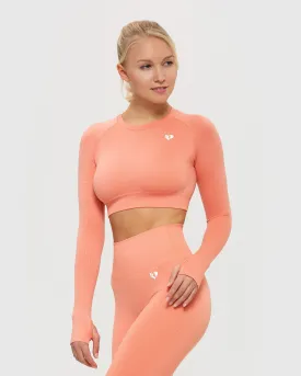 Power Seamless Long Sleeve Crop Top | Peach Sand