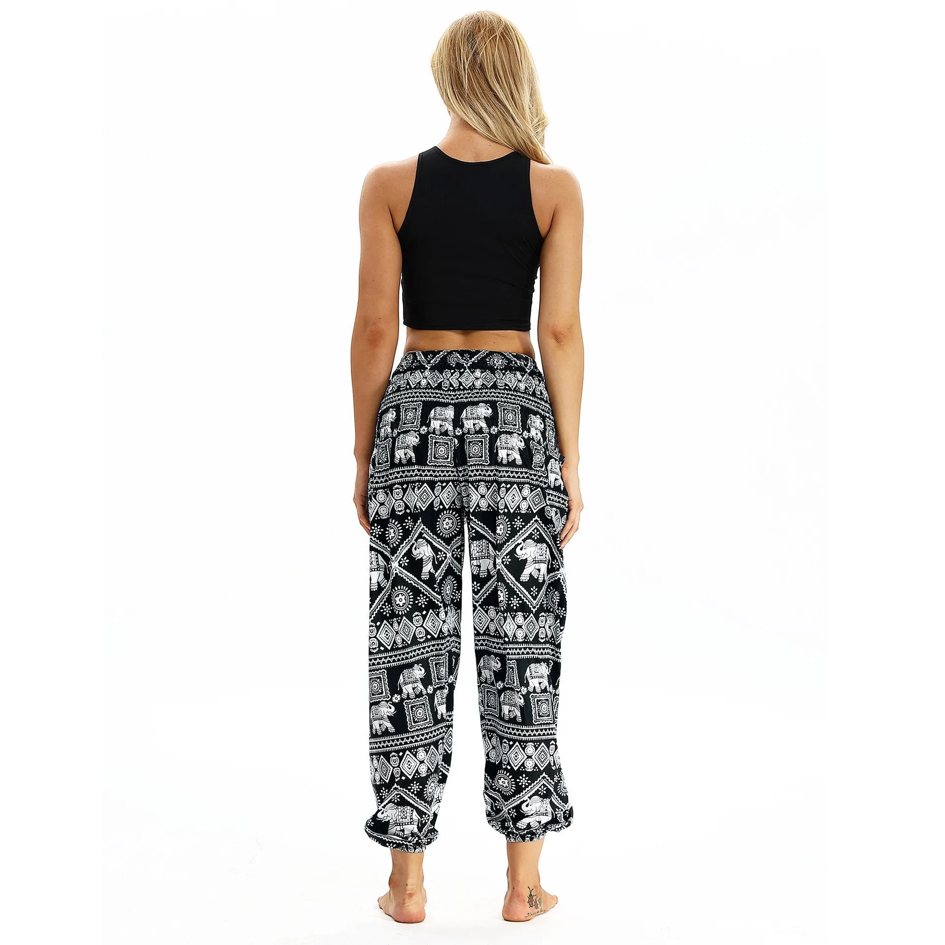 Square Elephant Pattern Digital Printing Yoga Pants Loose Women's Sports Lantern Pants Belly Dance Casual Yoga Pants 3