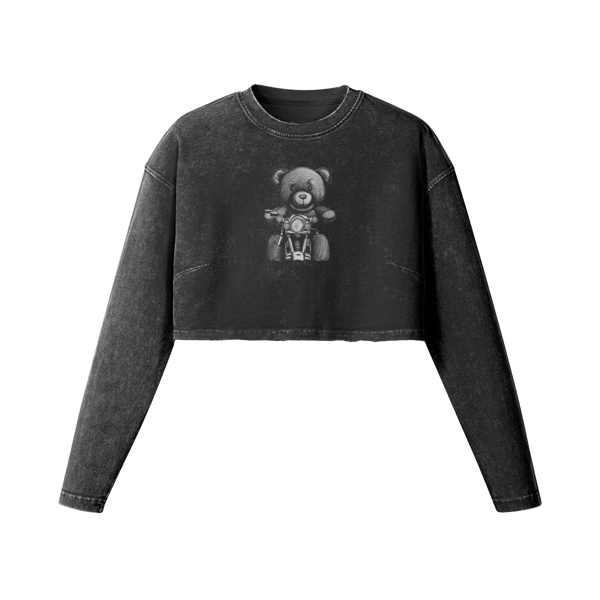 Teddy Ride 260GSM Women's Raw Hem Long Sleeve Crop Top