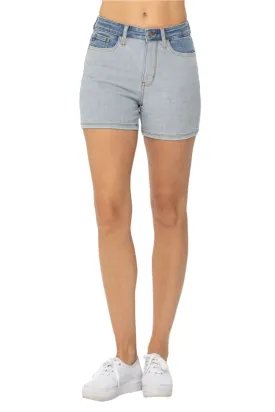 TEEK - Judy Blue Light Medium Block Denim Shorts