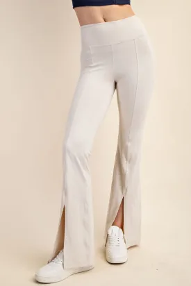 White Pearl Recycled Butter High Waist Full Length Flared Legg