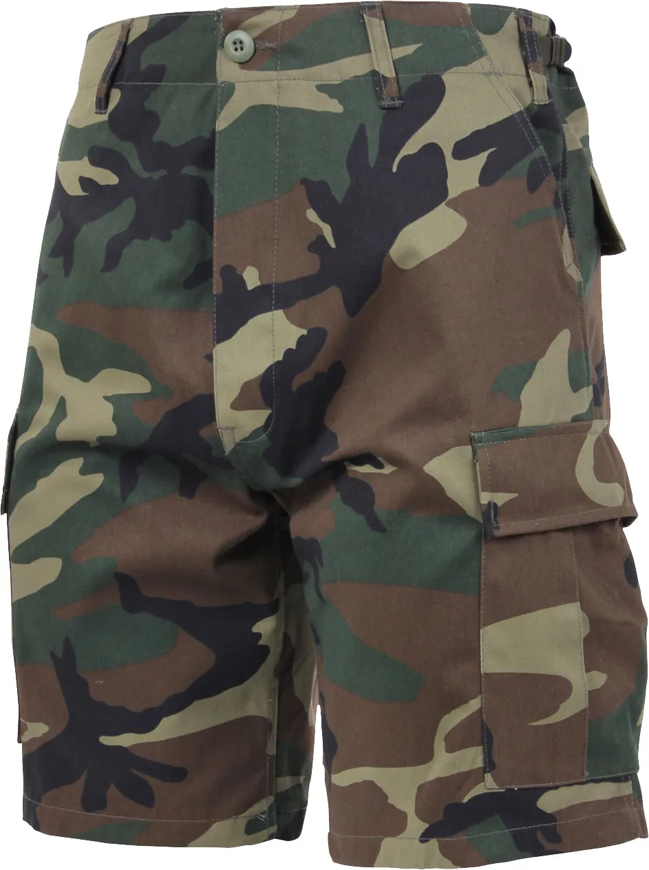 Woodland Camouflage - Military Cargo BDU Shorts - Polyester Cotton Twill